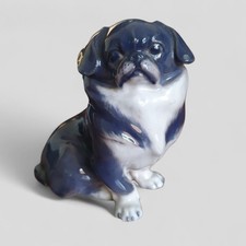 Rare SIGNED early Royal Copenhagen Pekingese Dog Figurine 1860 Peter Herold 