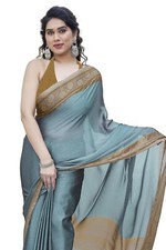 Women's Chiffon Floral Border-Palav Printed Saree with Blouse Piece