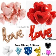 Rose Gold Red Heart Love Foil Helium Balloons Valentines Mothers Day Decor Party