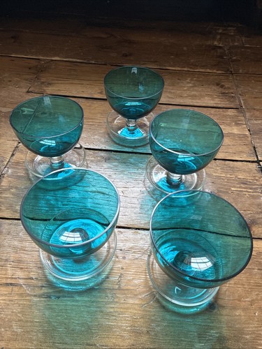 Vintage teal blue - teal, footed