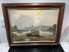 Don Micklethwaite Whitby Bay Harbour Oil Painting. Low Tide