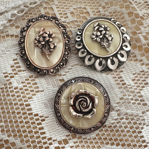 Silver gold tone oval floral - oval,