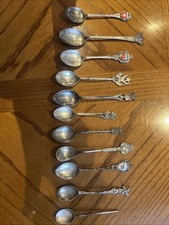 11 X Silver Plated Collectors Souvenir Spoons