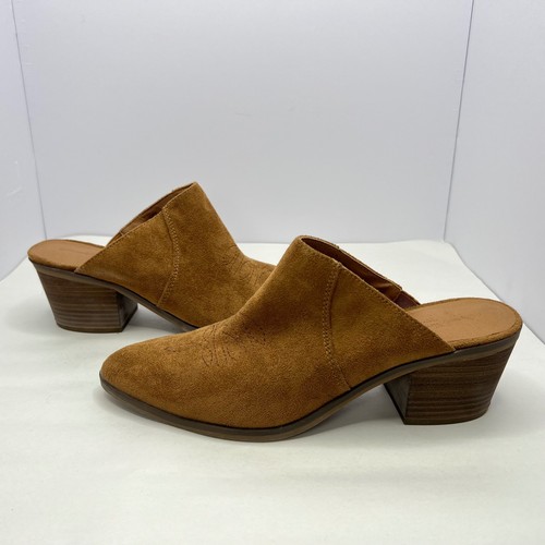 Brown suede western mules - suede,
