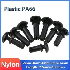 Black Plain Nylon Plastic Snap Rivets R2032-R6080 Various Sizes And Length Rivet