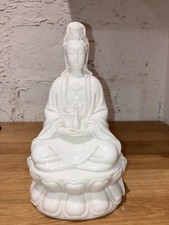 Chinese Blanc De Chine Guanyin Kwan Yin  Seated On Lotus with stamped characters