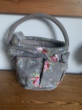 GISELA GRAHAM GREY FLORAL CANVAS TOTE BAG CRAFT KNITTING BAG NEW +TAG