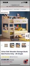 Oak Wooden Storage Bunk Bed & x2 mattress (1 brand new, never slept on)