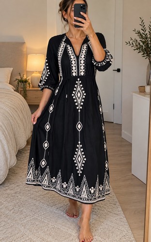 Zara embroidered pleat midi