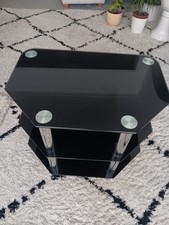 TV Stand Black tempered glass and Chrome legs
