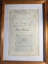Queen Victoria & Duchess of Kent Signed Windsor Dinner Menu and letter Cut