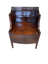 Antique Georgian Mahogany Wood Commode Chair With Lift Up Lid