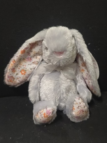 Grey bunny floral ears plush - bunny,