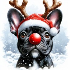Pack of 5 Luxury Black French Bulldog Frenchie Christmas Cards RUD