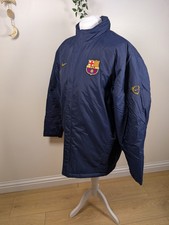 Nike Jacket Blue FC Barcelona Total Football Puffer Coat Embroidered Logo Hood 