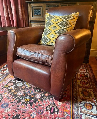 Rich brown leather - , armchair