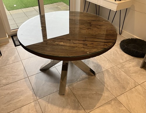 Glass table with railway - glass,