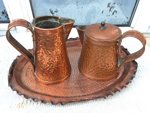 Vintage hammered copper jug - vintage,