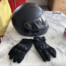 Shoei Neotec Qwest Flip Up Visor Helmet and Gloves For Motorcycle Motorbike Used