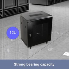 12U 450mm Black Network Cabinet Data Comms Wall Rack with wheels
