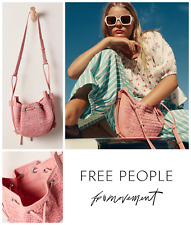 Free People Crossbody Bag Bucket Bags Shoulder Cabana Woven Raffia VEGAN Pink