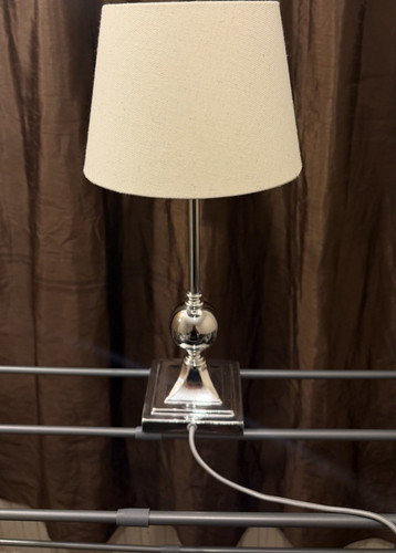 Chrome table lamp with beige - table,