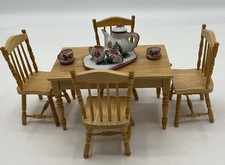 Dolls House Kitchen Table With Chairs And Tea Set  (RET/58)