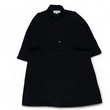 Mackintosh Wool Coat Womens Large 12-14 Black Double Breasted Velvet Collar Cuff