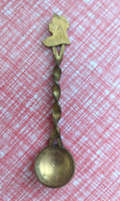 Antique Edwardian 1906 Queen Victoria/Edward VII Brass Farthing Twist Salt Spoon