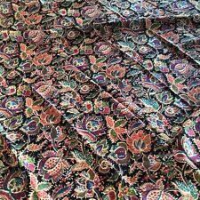 Vintage Lightweight Black & Pink Paisley Fabric Approx 54” x 114”