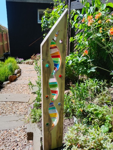 Stained glass garden sculpture - glass,