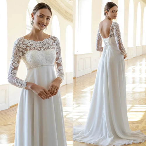 Chiffon wedding dresses long - dresses,