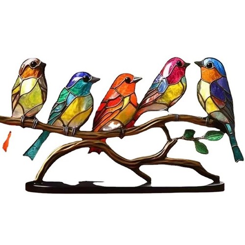 Stained acrylic birds - birds, on