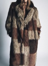 ZARA PATCHWORK FAUX FUR COAT