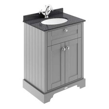 Hudson Reed Old London 600mm 2 Door Vanity Unit Single Bowl Black Marble Grey