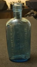 Woodward Chemist Nottingham Vintage Blue Glass Bottle 