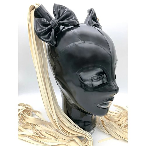 Black latex hood with - hood,