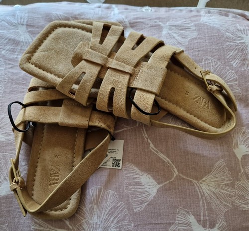 Bnwt zara tan flat suede - bnwt,