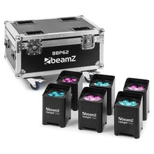 BeamZ BBP62 Battery Uplighter Set with Charging Case - Wireless LED Lighting Kit