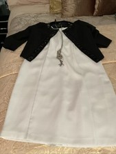 Ladies Wedding Outfit Cream Dress By Autograph Bodycon And Black Beaded Bolero