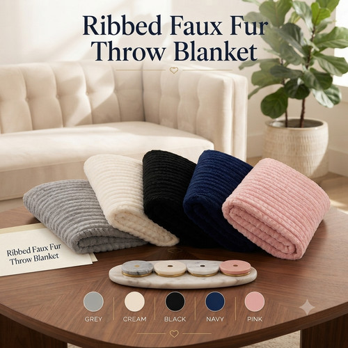 350gsm ribbed fleece blanket - ribbed,