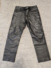 Bikers Paradise Leather Biker Jeans Trousers, black, size 34, 28 Inside Leg