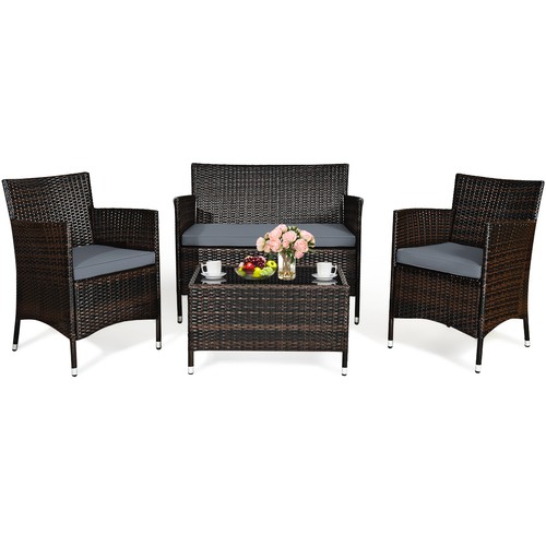 4pcs rattan patio furniture - rattan,