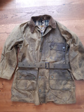 Vtg Rare Barbour A98 Solway Zipper Sand Waxed Jacket x belt military 1973 42C L