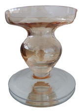 Peach pink tinted coloured clear glass vase bulb shaped church candle holder