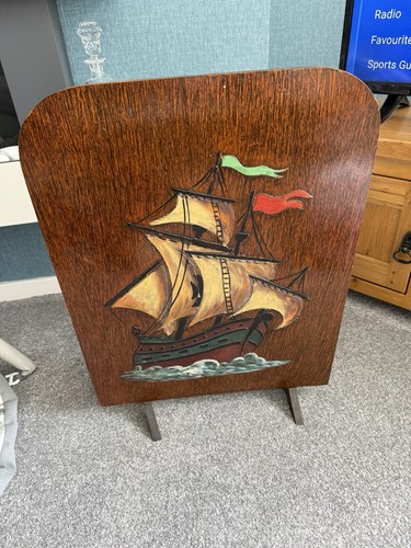 Vintage wooden fire screen - fire,