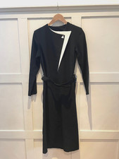 Black and White 80s Vintage Belted Pencil Dress Size 10 With Tags 