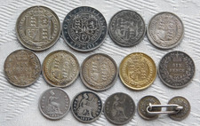 14x GEORGIAN VICTORIAN ENGLISH SHILLING FOUR PENCE SIXPENCE ETC SILVER COIN