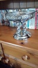 VINTAGE ART DECO CHROME FRUIT SWEETS CANDLE PLANTER STAND ETC BOWL