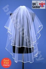 Girl White First 1st Holy Communion Veil Baptism Satin Edge